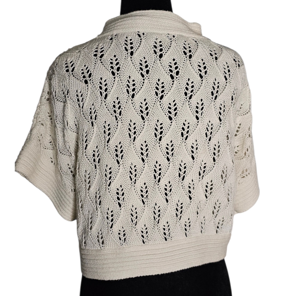 Nine West Cream Open-Knit Women's Poncho - Picture 2 of 7